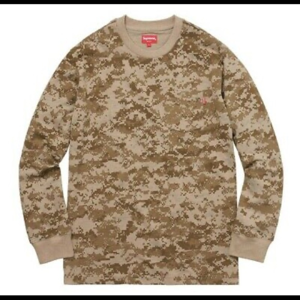 Supreme Long Sleeve with Pocket, tan digital Camo FW17